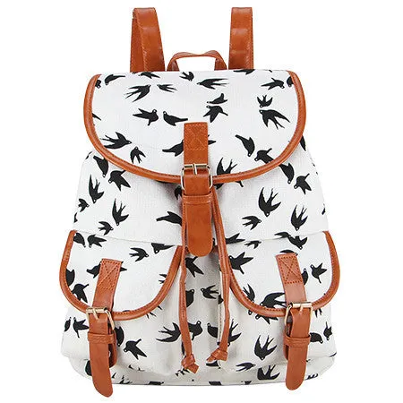 Exclusive Handmade Bohemian Mochila Vintage Backpack Drawstring Printing Canvas Bagpack Sac a Dos Femme Rucksack Female