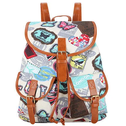 Exclusive Handmade Bohemian Mochila Vintage Backpack Drawstring Printing Canvas Bagpack Sac a Dos Femme Rucksack Female