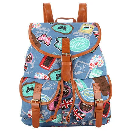 Exclusive Handmade Bohemian Mochila Vintage Backpack Drawstring Printing Canvas Bagpack Sac a Dos Femme Rucksack Female