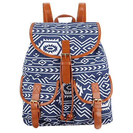 Exclusive Handmade Bohemian Mochila Vintage Backpack Drawstring Printing Canvas Bagpack Sac a Dos Femme Rucksack Female