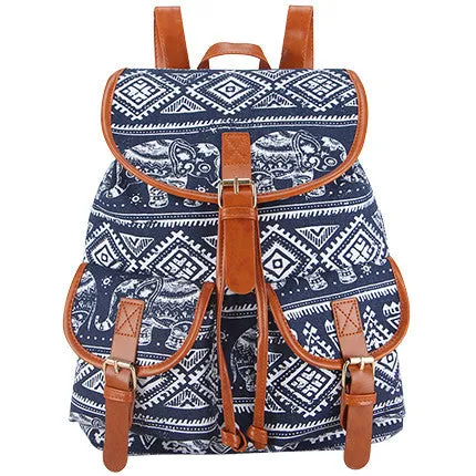 Exclusive Handmade Bohemian Mochila Vintage Backpack Drawstring Printing Canvas Bagpack Sac a Dos Femme Rucksack Female