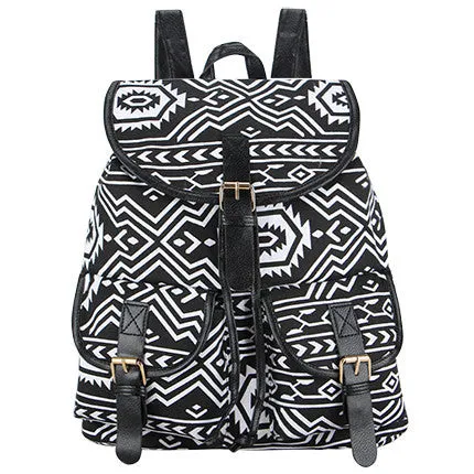 Exclusive Handmade Bohemian Mochila Vintage Backpack Drawstring Printing Canvas Bagpack Sac a Dos Femme Rucksack Female