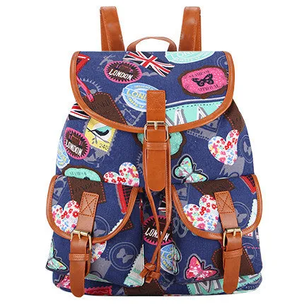 Exclusive Handmade Bohemian Mochila Vintage Backpack Drawstring Printing Canvas Bagpack Sac a Dos Femme Rucksack Female