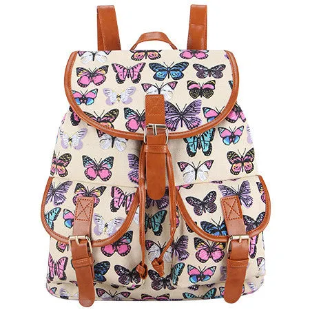 Exclusive Handmade Bohemian Mochila Vintage Backpack Drawstring Printing Canvas Bagpack Sac a Dos Femme Rucksack Female