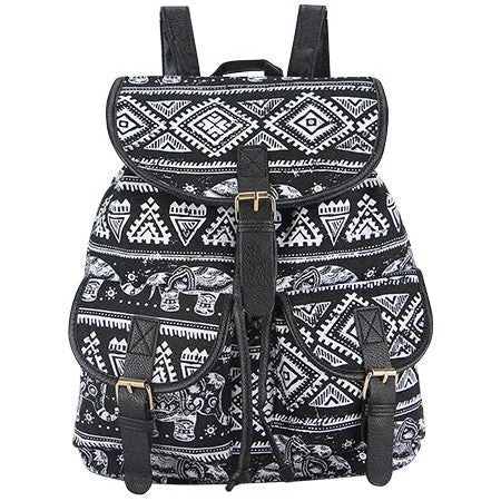 Exclusive Handmade Bohemian Mochila Vintage Backpack Drawstring Printing Canvas Bagpack Sac a Dos Femme Rucksack Female