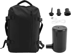 Expandable Backpack USB Charging Port Large Capacity Travel Bag for Men and Women, Polyester 1680D Nylon Black 22L 39L 55L