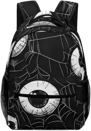 Eyeball on Spider Web Classical Basic Travel Backpack Casual Shoulder Bag for Work Book Shopping University