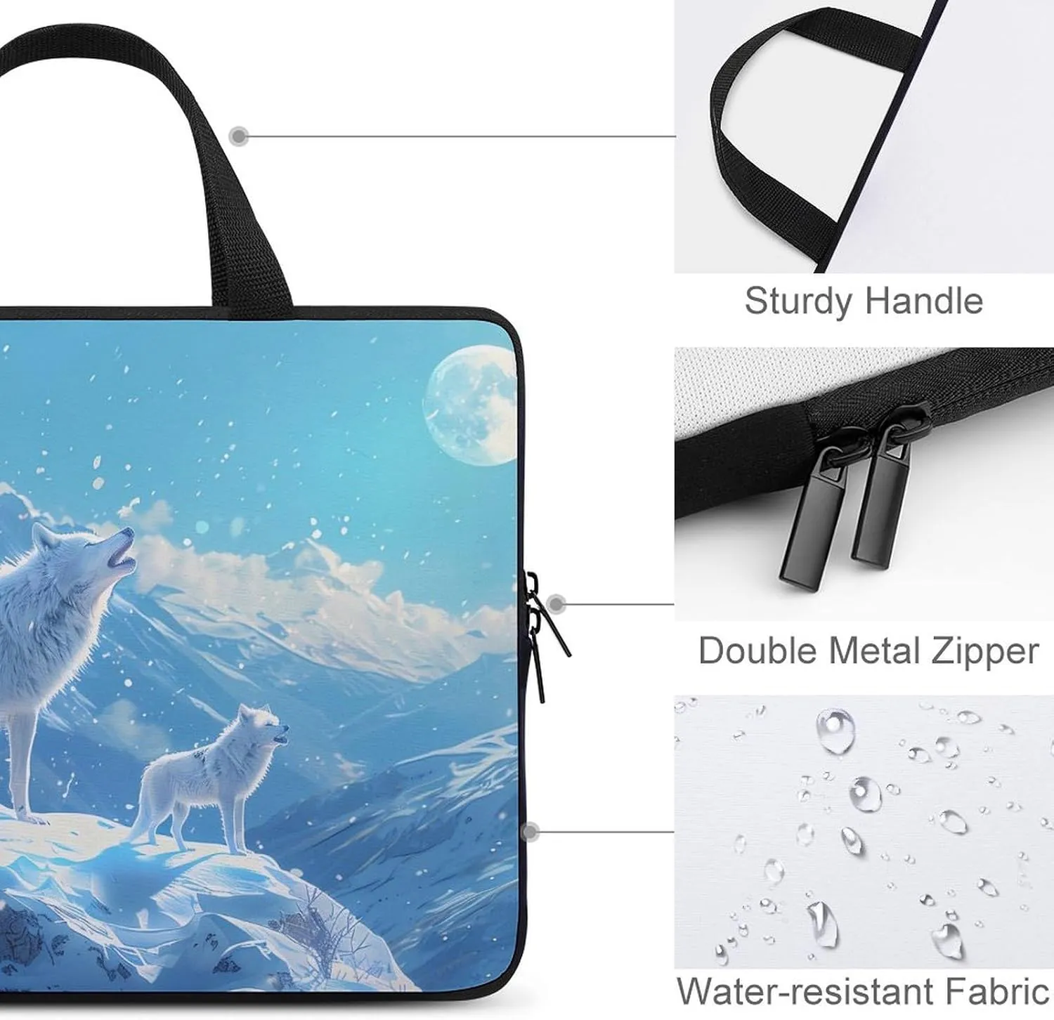 Family Wolf Roar Funny Laptop Bags Novelty Protective Cover Case Handbags for Laptop/Notebook/Ultrabook 10/12/13/15/17 Inches
