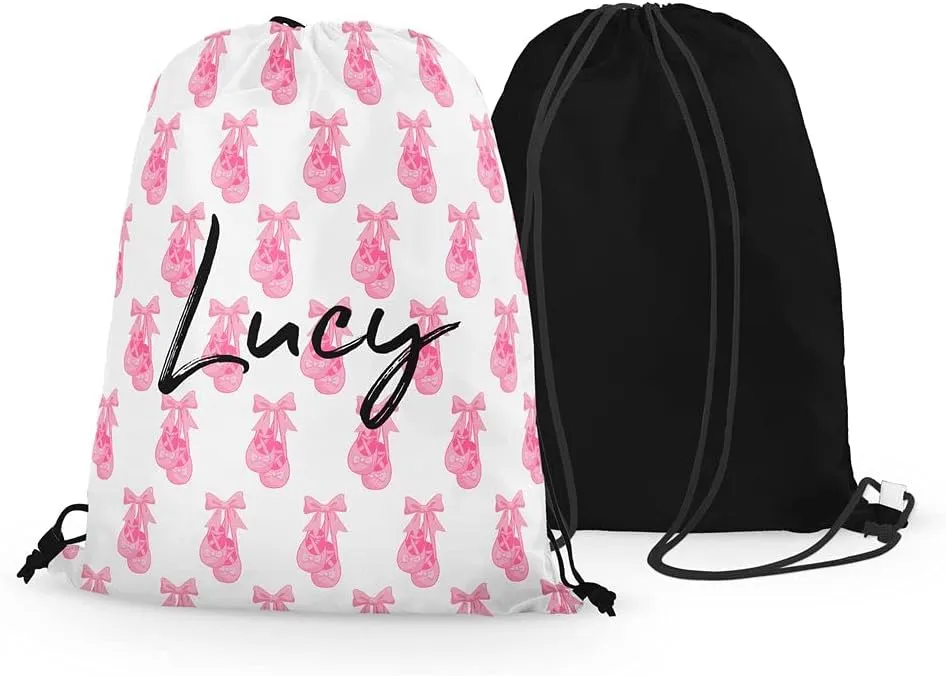 FAN STAR Personalized Dancer Drawstring Bag with Ballet Slippers