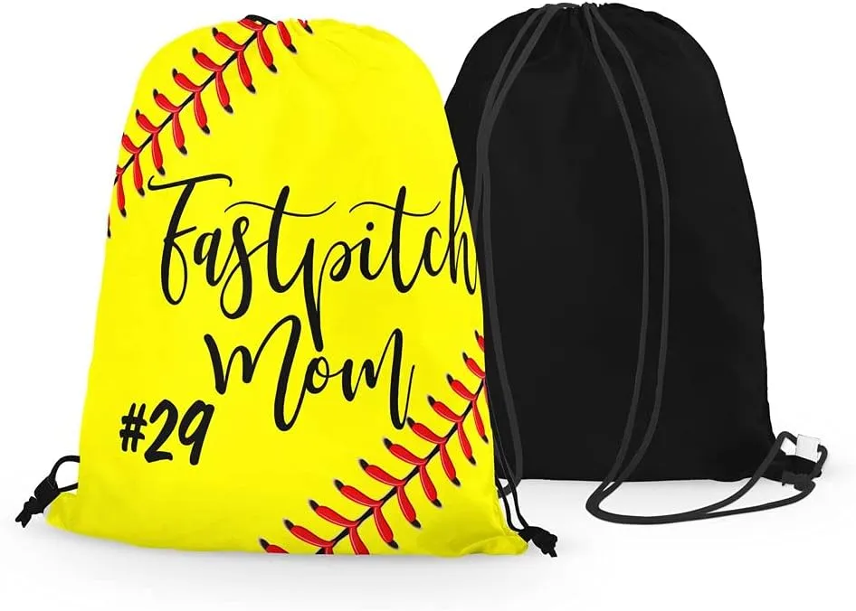 FAN STAR Personalized Fastpitch Mom Drawstring Bag with Name and/or Number