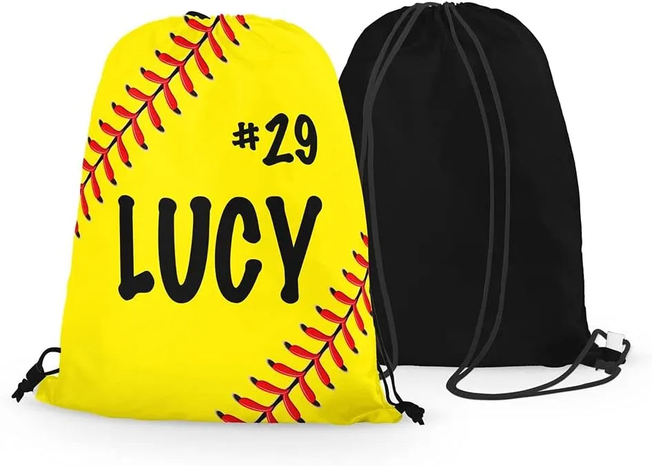 FAN STAR Personalized Softball Drawstring Bag, Fastpitch Drawstring Bag with Name, Team Name or Logo