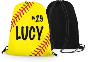 FAN STAR Personalized Softball Drawstring Bag, Fastpitch Drawstring Bag with Name, Team Name or Logo