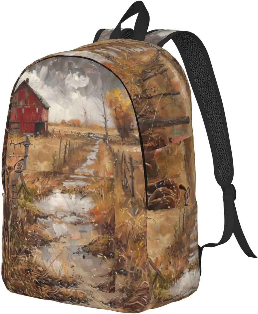 Farm with deer print Duffel Bag, Lightweight Duffel Bag, Casual Backpack, 17.7 x 6.3 x 12.2 inches