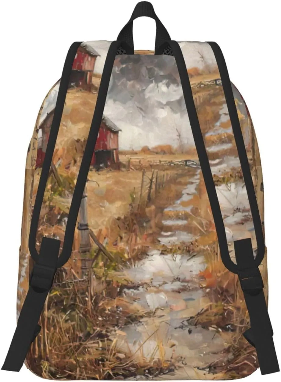 Farm with deer print Duffel Bag, Lightweight Duffel Bag, Casual Backpack, 17.7 x 6.3 x 12.2 inches