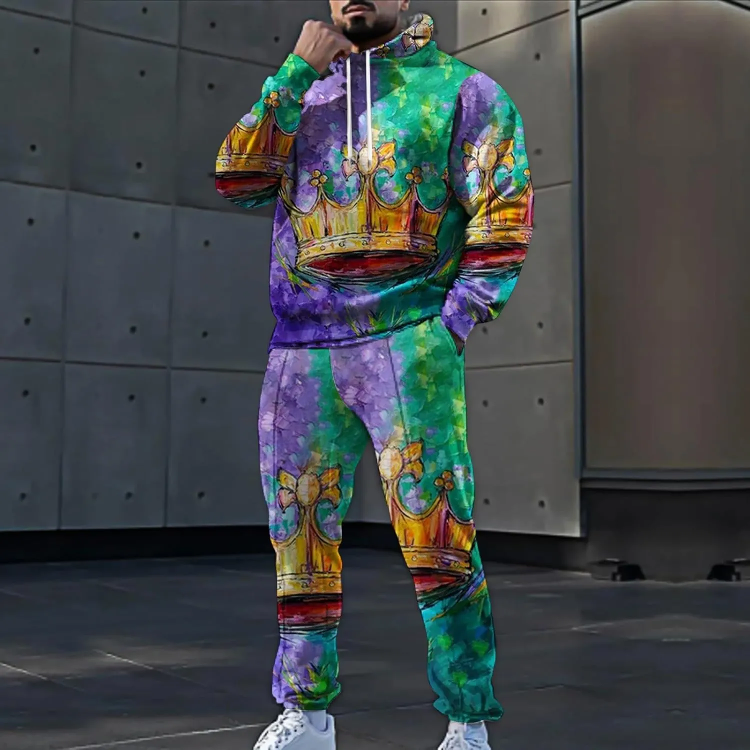Fashion Carnival Sets for Mens Casual 3D Printed Long Sleeve Hoodies Sweatpants Outdoor Holiday Active Clothes 2025