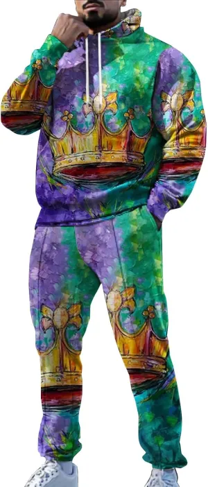 Fashion Carnival Sets for Mens Casual 3D Printed Long Sleeve Hoodies Sweatpants Outdoor Holiday Active Clothes 2025