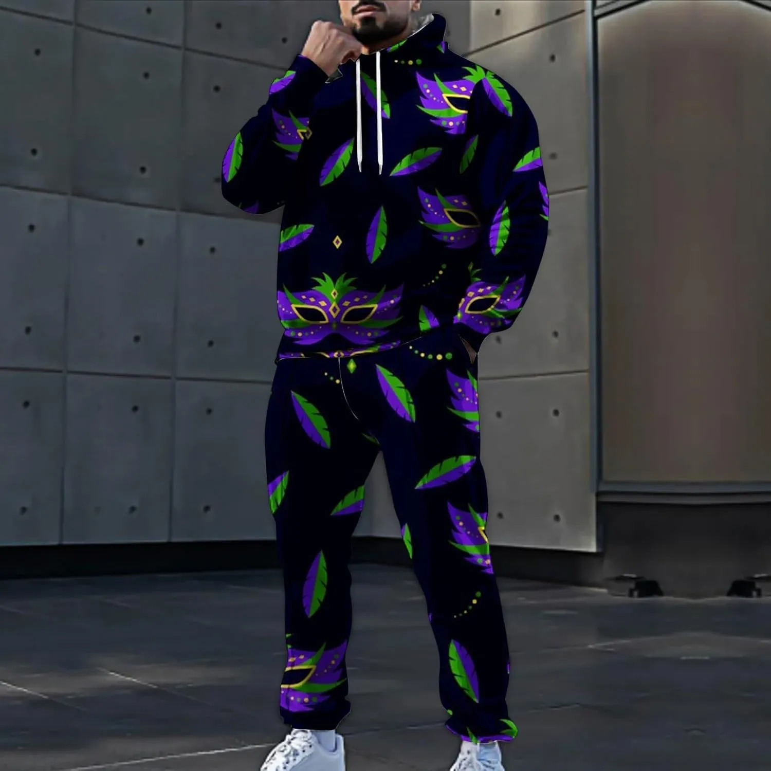 Fashion Carnival Sets for Mens Casual 3D Printed Long Sleeve Hoodies Sweatpants Outdoor Holiday Active Clothes 2025