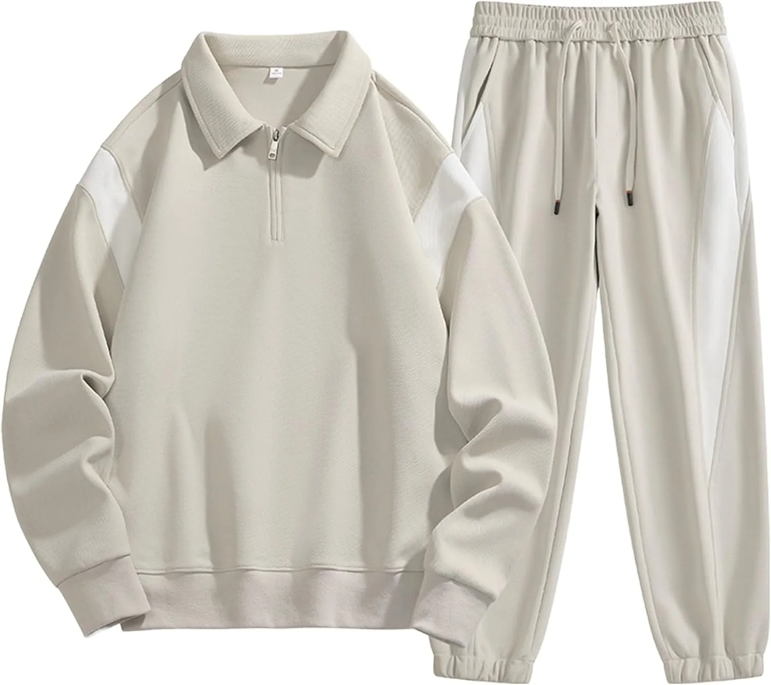 Fashion Sweatsuits for Mens Spring Summer Lapel Zipper Long Sleeve Pullover Tops Jogging Pants Couple Dating Outfits
