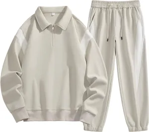 Fashion Sweatsuits for Mens Spring Summer Lapel Zipper Long Sleeve Pullover Tops Jogging Pants Couple Dating Outfits