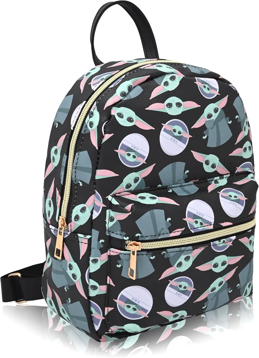 Fast Forward Star Wars Grogu Cute PU Leather 10" Mini Backpack Purse | Unisex Backpack for Women, Men | Baby Yoda Accessories