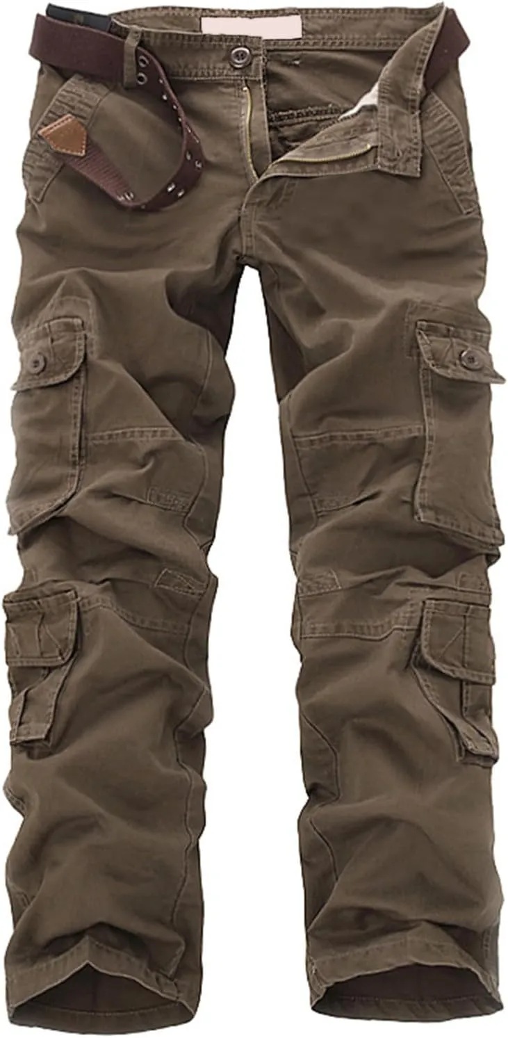 Finelylove Men's Cargo Pants Heavyweight Flex Construction Work Pants Ripstop Outdoor Hiking Pants with Multi Pockets