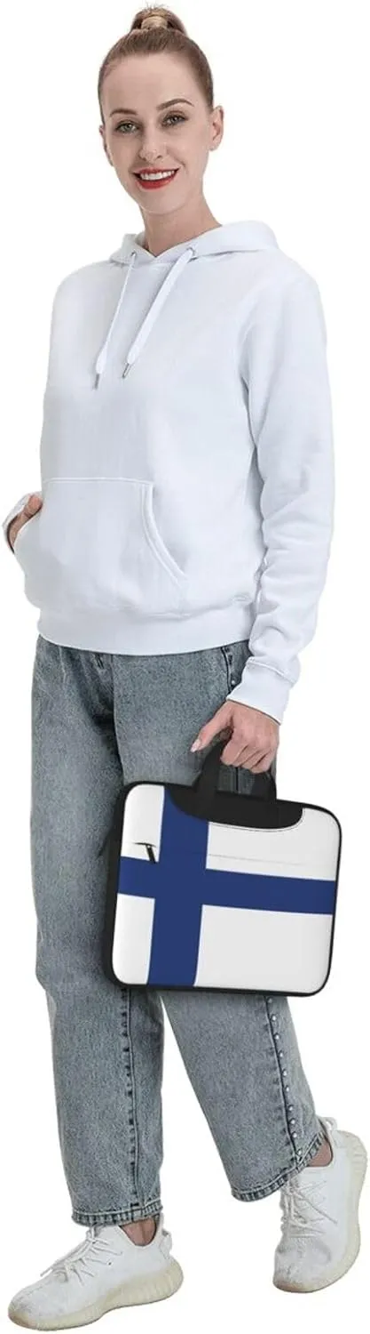 Finnish flag Print Laptop Bag - Stylish Messenger Bag and Laptop Case for Men and WomenShoulder Strap