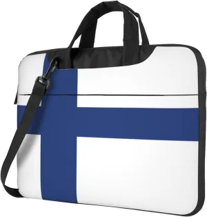 Finnish flag Print Laptop Bag - Stylish Messenger Bag and Laptop Case for Men and WomenShoulder Strap