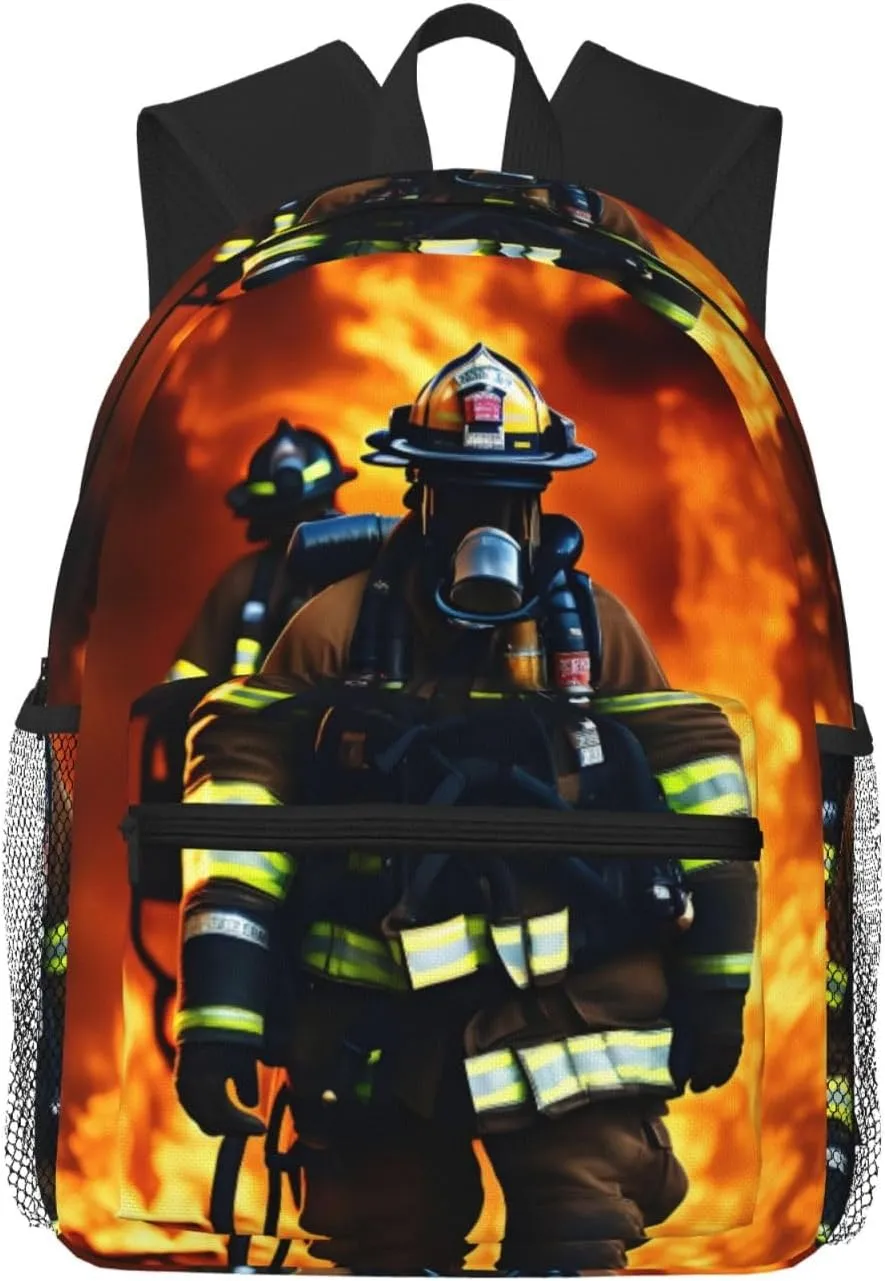 Firefighter Fireman Flame print Lightweight and comfortable backpack Casual Laptop Backpack for Travel Hiking