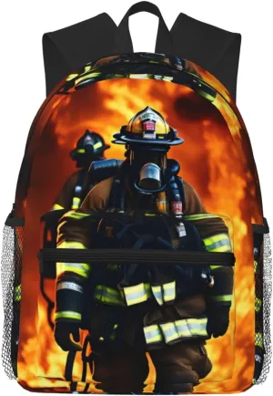 Firefighter Fireman Flame print Lightweight and comfortable backpack Casual Laptop Backpack for Travel Hiking