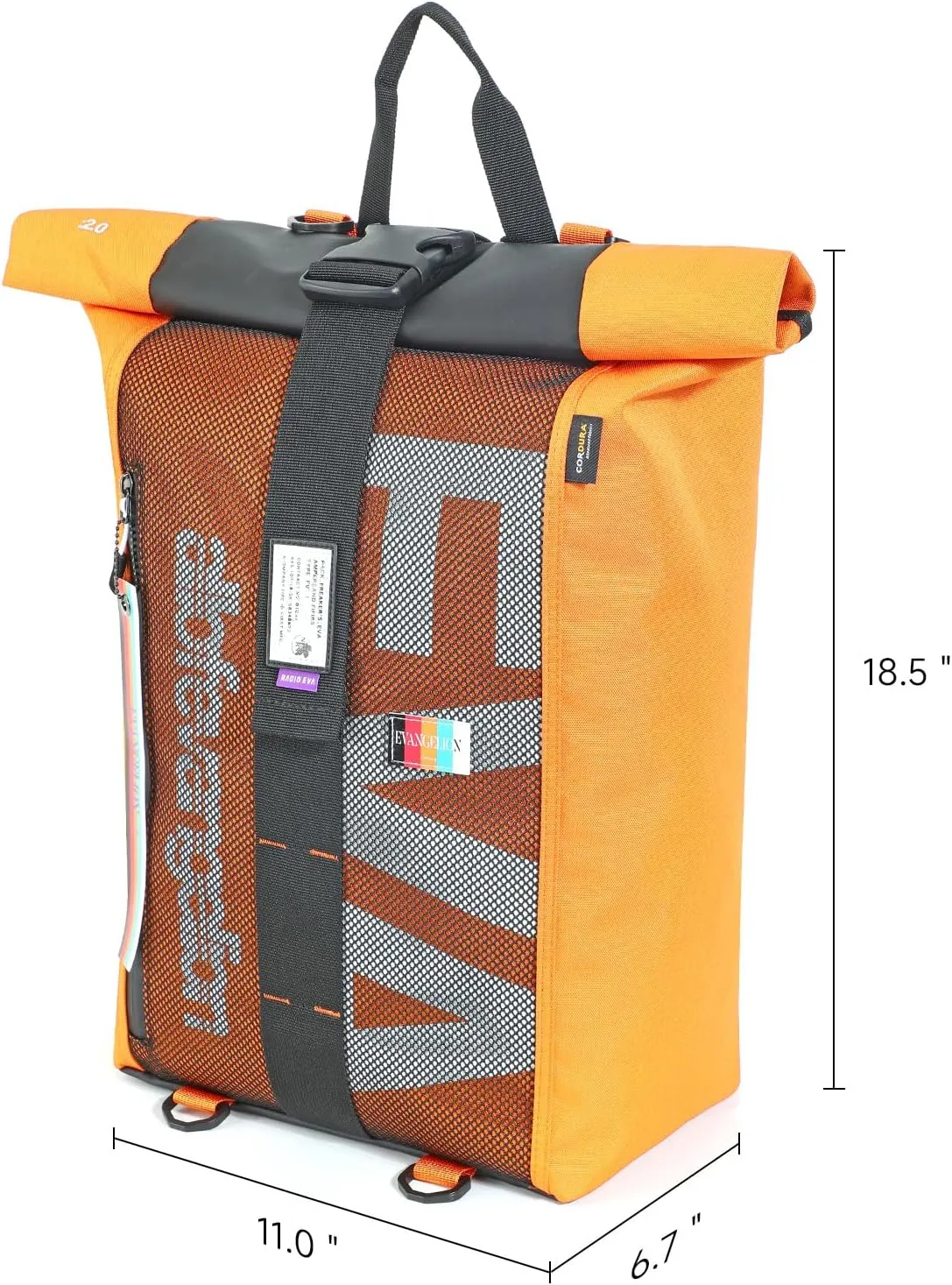 FIREFIRST Neon Genesis Evangelion New Collaboration Series 17 Inch Roll Backpack with Waterproof Liner