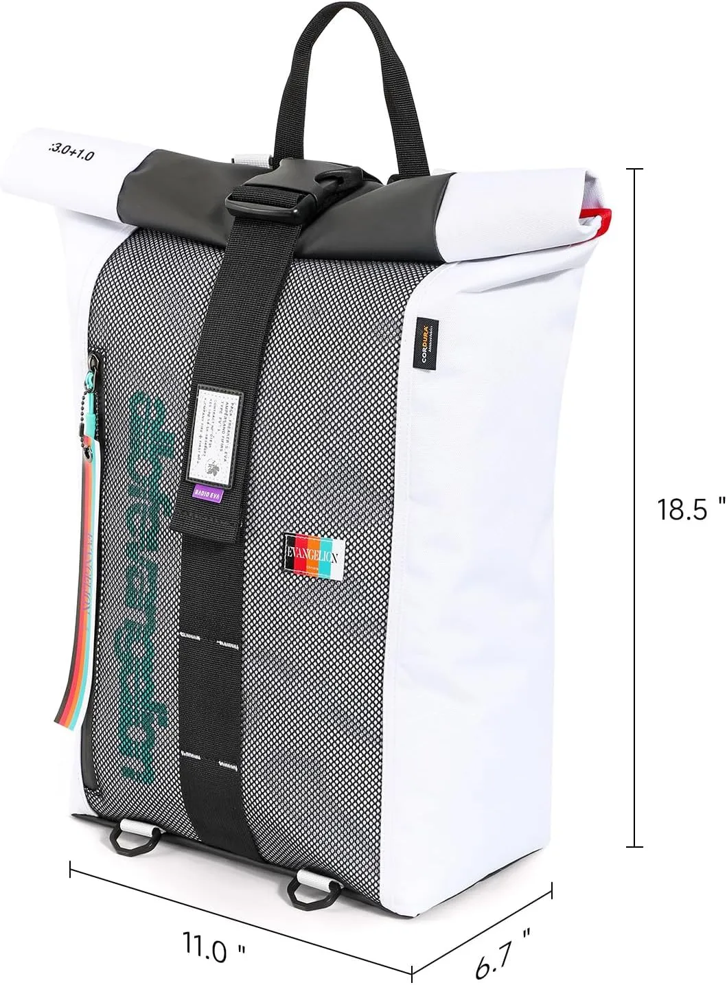 FIREFIRST Neon Genesis Evangelion New Collaboration Series 17 Inch Roll Backpack with Waterproof Liner