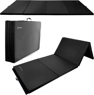 ​Fitvids Folding Exercise Gymnastics Mat, 4'x8'x2" Gym Workout Mat with Carrying Handles 4-Fold High-Density Anti-Tear Portable Fitness Aerobics Mats for Home Gym Yoga Pilates Tumbling MMA Core Training, Multiple Colors