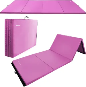 ​Fitvids Folding Exercise Gymnastics Mat, 4'x8'x2" Gym Workout Mat with Carrying Handles 4-Fold High-Density Anti-Tear Portable Fitness Aerobics Mats for Home Gym Yoga Pilates Tumbling MMA Core Training, Multiple Colors