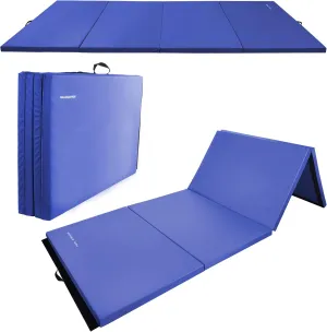 ​Fitvids Folding Exercise Gymnastics Mat, 4'x8'x2" Gym Workout Mat with Carrying Handles 4-Fold High-Density Anti-Tear Portable Fitness Aerobics Mats for Home Gym Yoga Pilates Tumbling MMA Core Training, Multiple Colors
