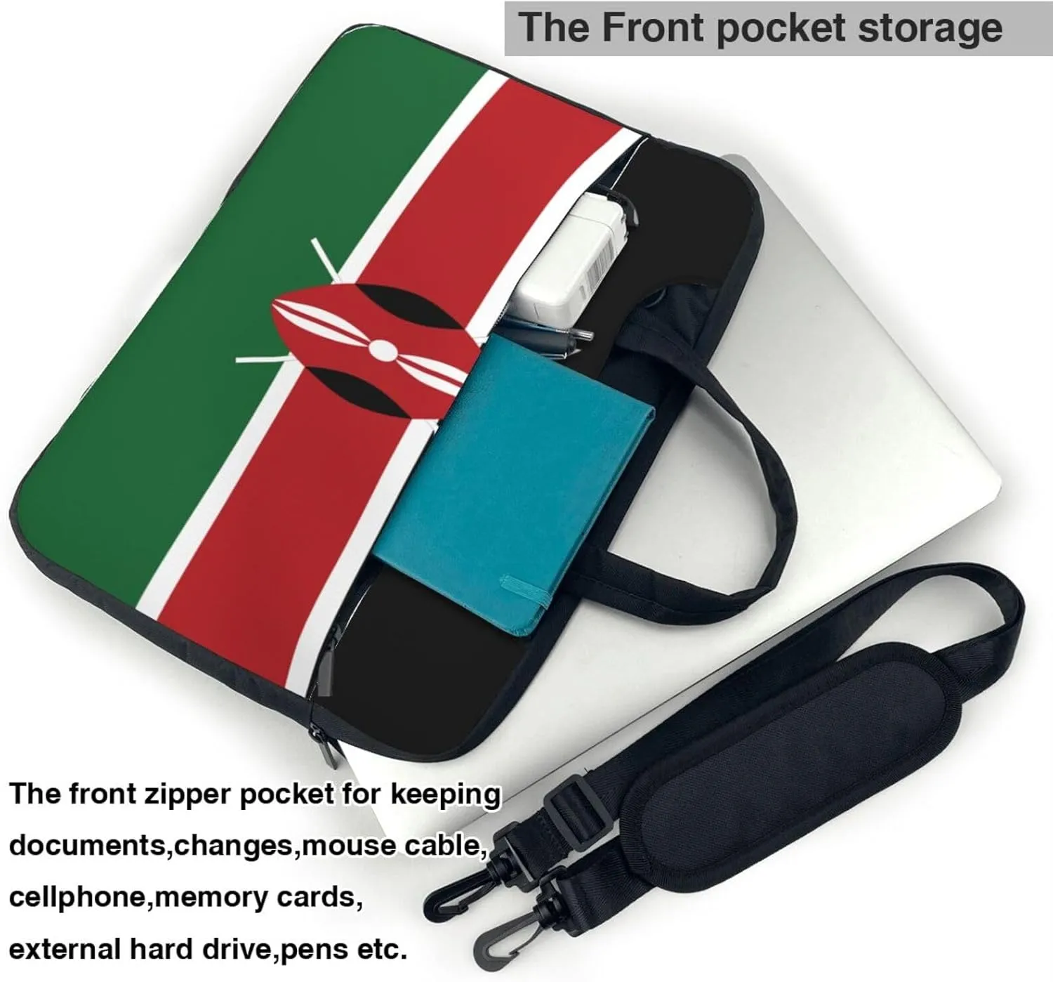 Flag of Kenya Print Practical Laptop Case Laptop Bag - Stylish Messenger Bag & Laptop Shoulder Bag