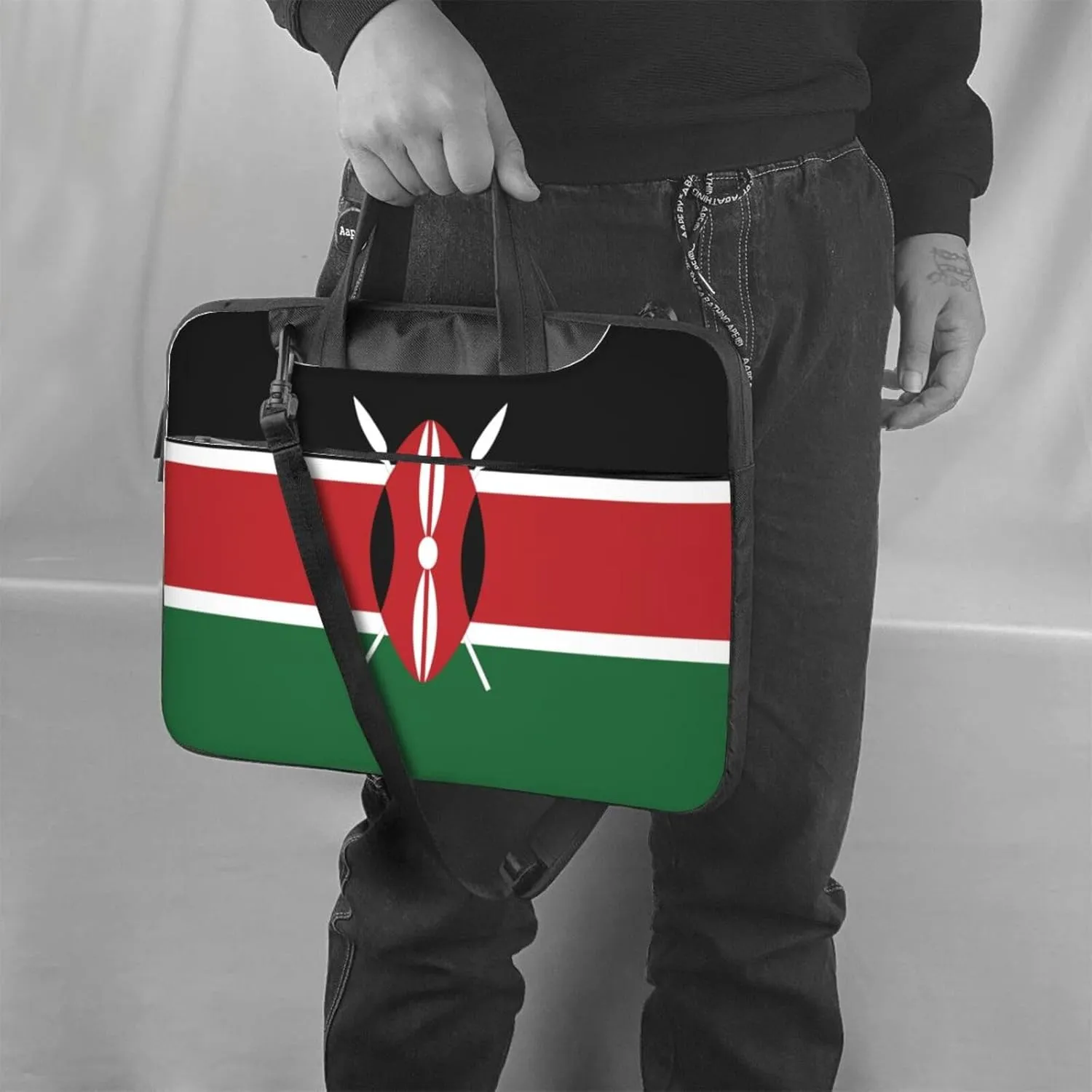 Flag of Kenya Print Practical Laptop Case Laptop Bag - Stylish Messenger Bag & Laptop Shoulder Bag