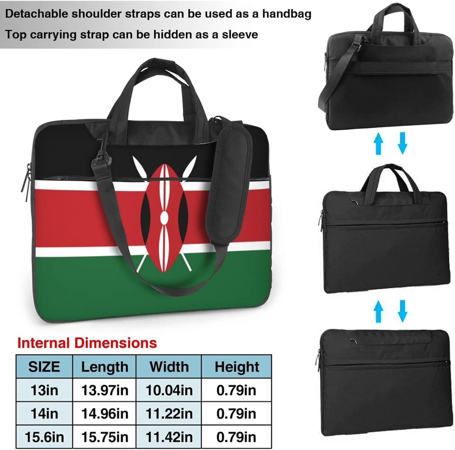 Flag of Kenya Print Practical Laptop Case Laptop Bag - Stylish Messenger Bag & Laptop Shoulder Bag