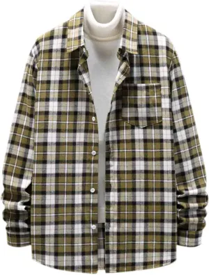 Flannel Shirt for Men Casual 2024 Coat Drawstring Pocket Pants Set Flannel Shirt for Men Sherpa Flannel Shirt Jacket