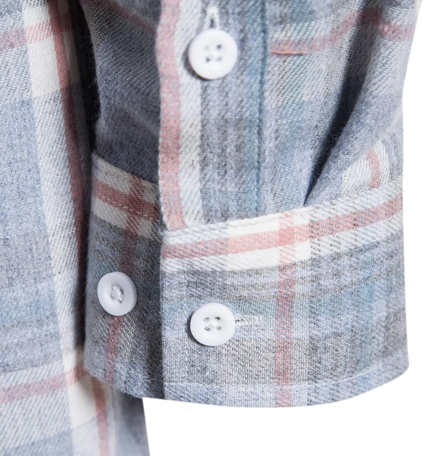 Flannel Shirt for Men Casual 2024 Coat Drawstring Pocket Pants Set Flannel Shirt for Men Sherpa Flannel Shirt Jacket