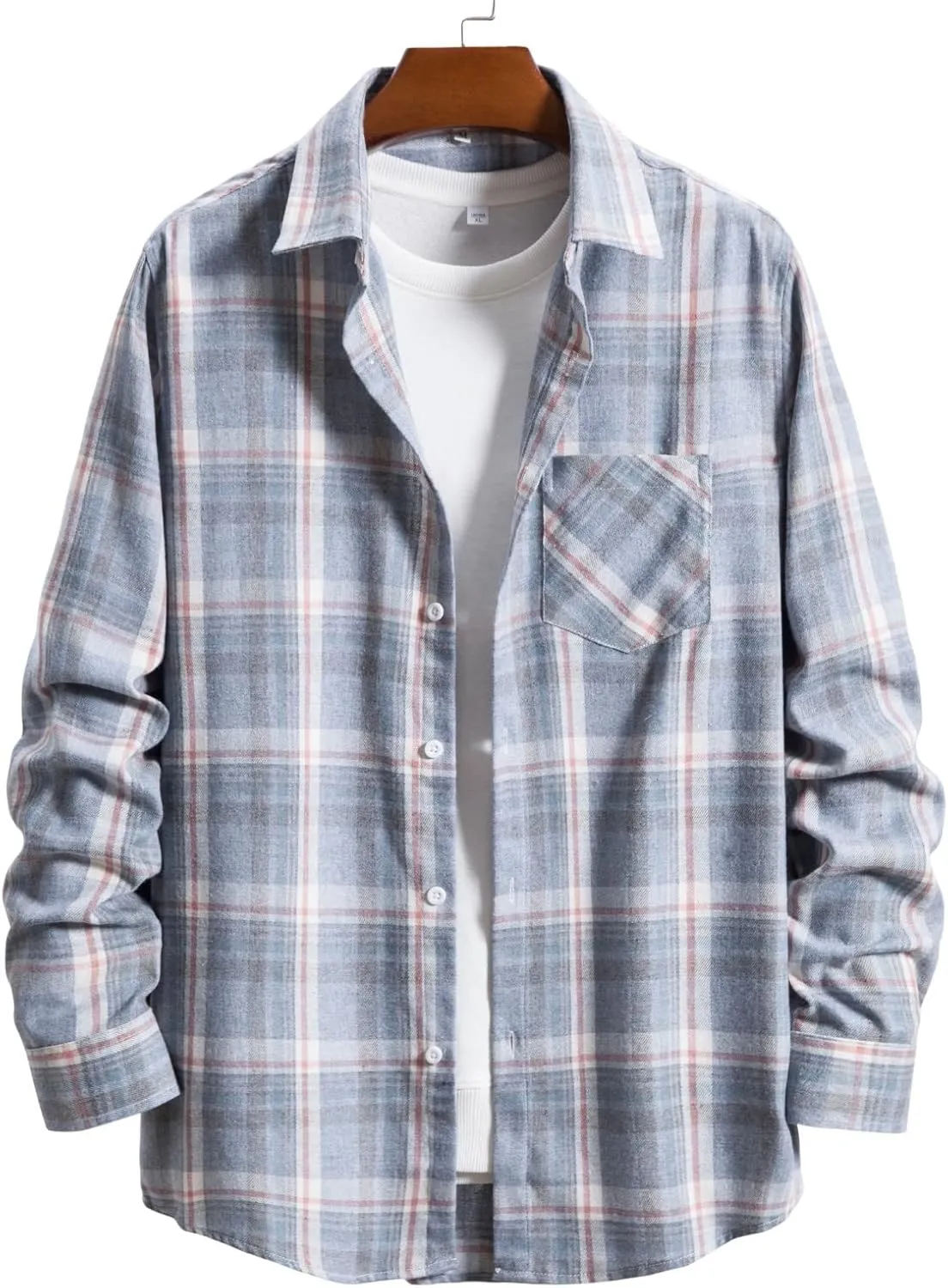 Flannel Shirt for Men Casual 2024 Coat Drawstring Pocket Pants Set Flannel Shirt for Men Sherpa Flannel Shirt Jacket
