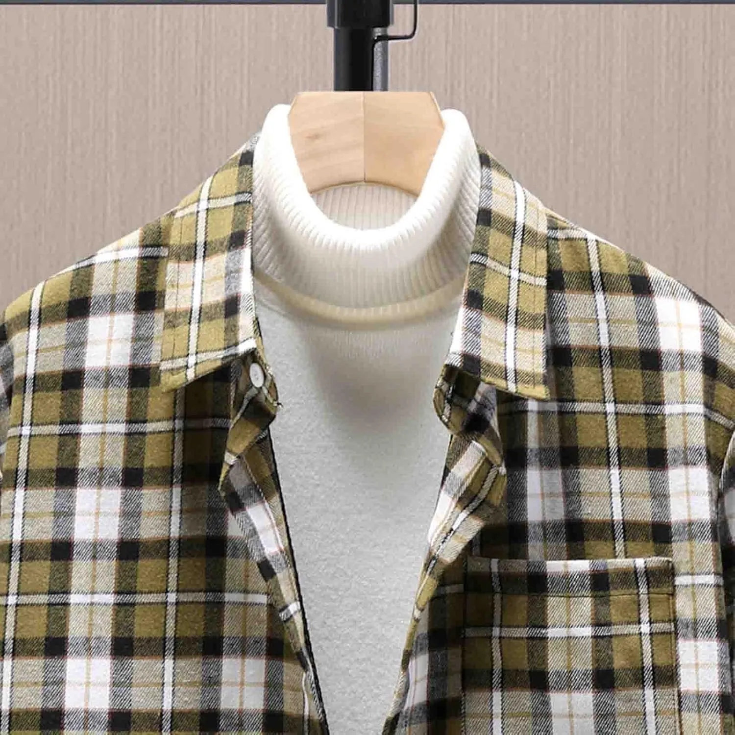 Flannel Shirt for Men Casual 2024 Coat Drawstring Pocket Pants Set Flannel Shirt for Men Sherpa Flannel Shirt Jacket