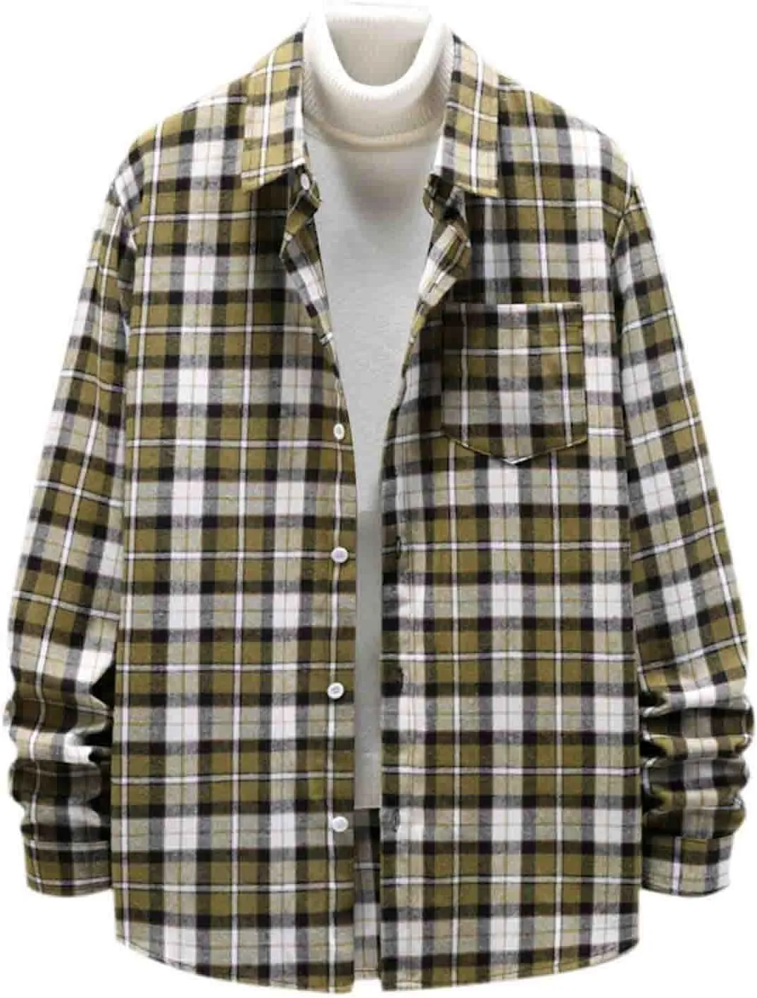 Flannel Shirt for Men Casual 2024 Coat Drawstring Pocket Pants Set Flannel Shirt for Men Sherpa Flannel Shirt Jacket