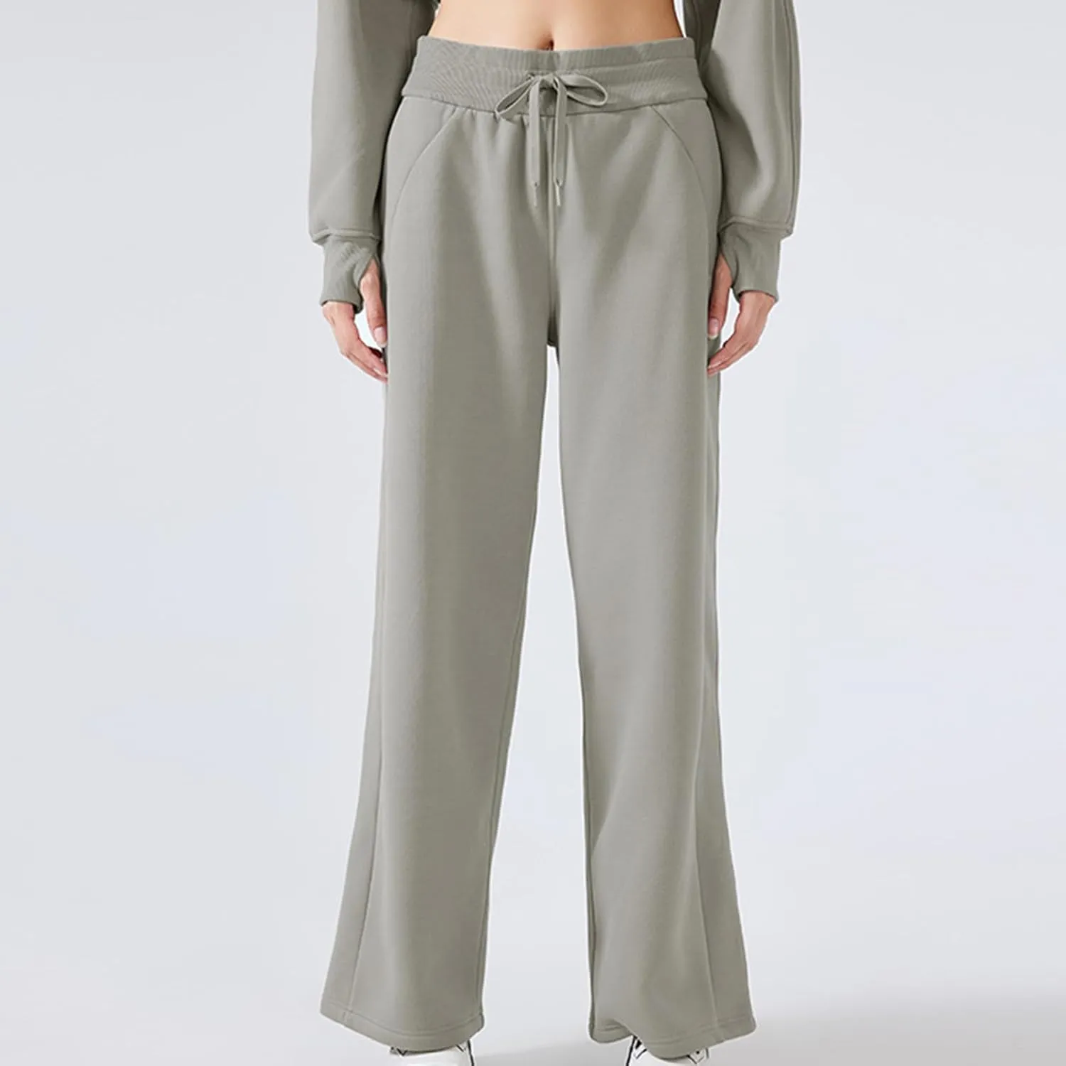 Fleece Lined Pants Women High Waist Warm Pants for Women Winter Straight Leg Sweatpants Thermal Joggers Pant