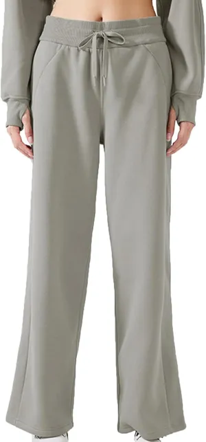 Fleece Lined Pants Women High Waist Warm Pants for Women Winter Straight Leg Sweatpants Thermal Joggers Pant