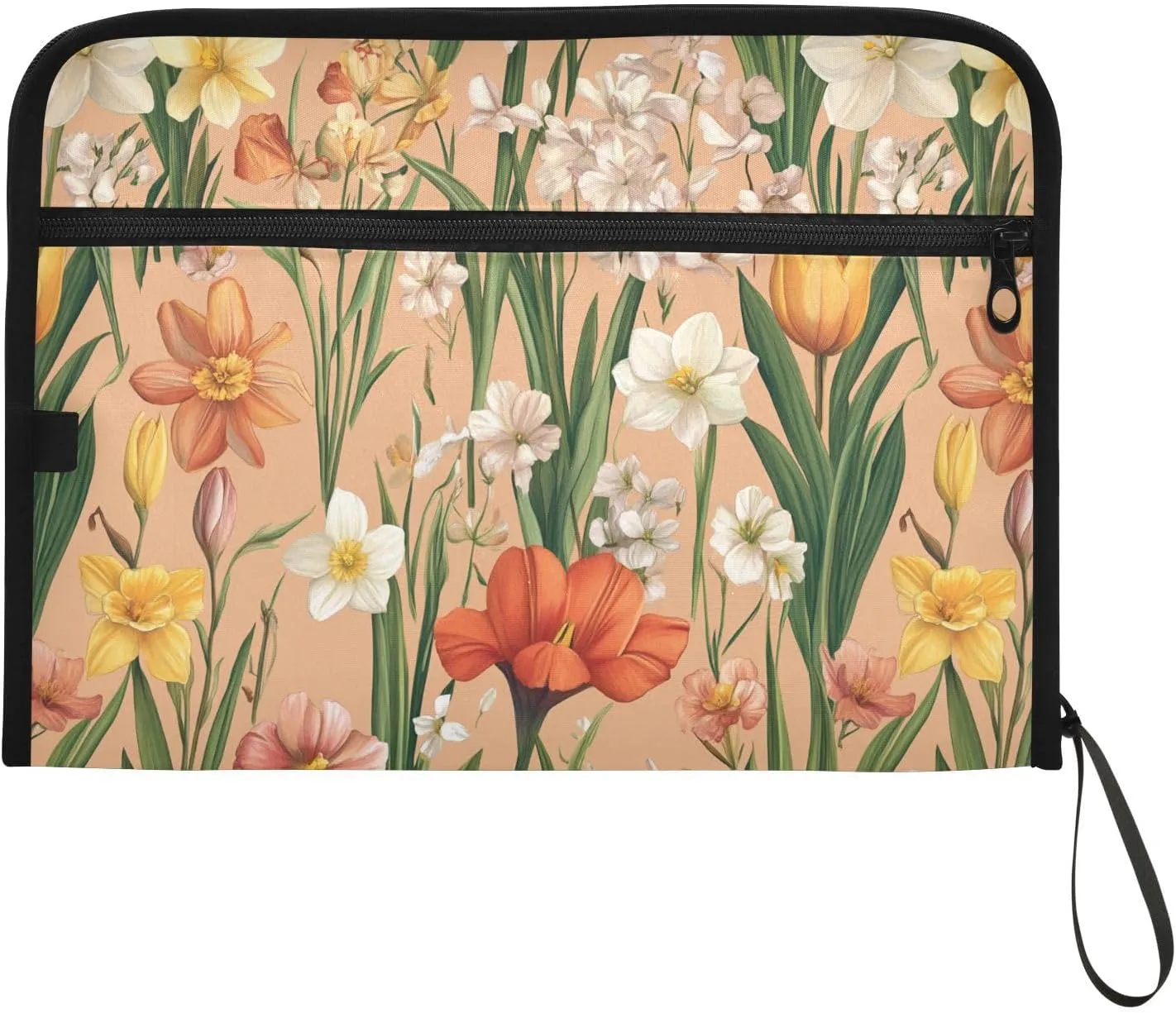 Flowers Flower Daffodils Amaryllis Rose Gold Expanding File Folders A4 Size Folders for Documents with Zipper Organizer with Label Office File Folder for Meeting