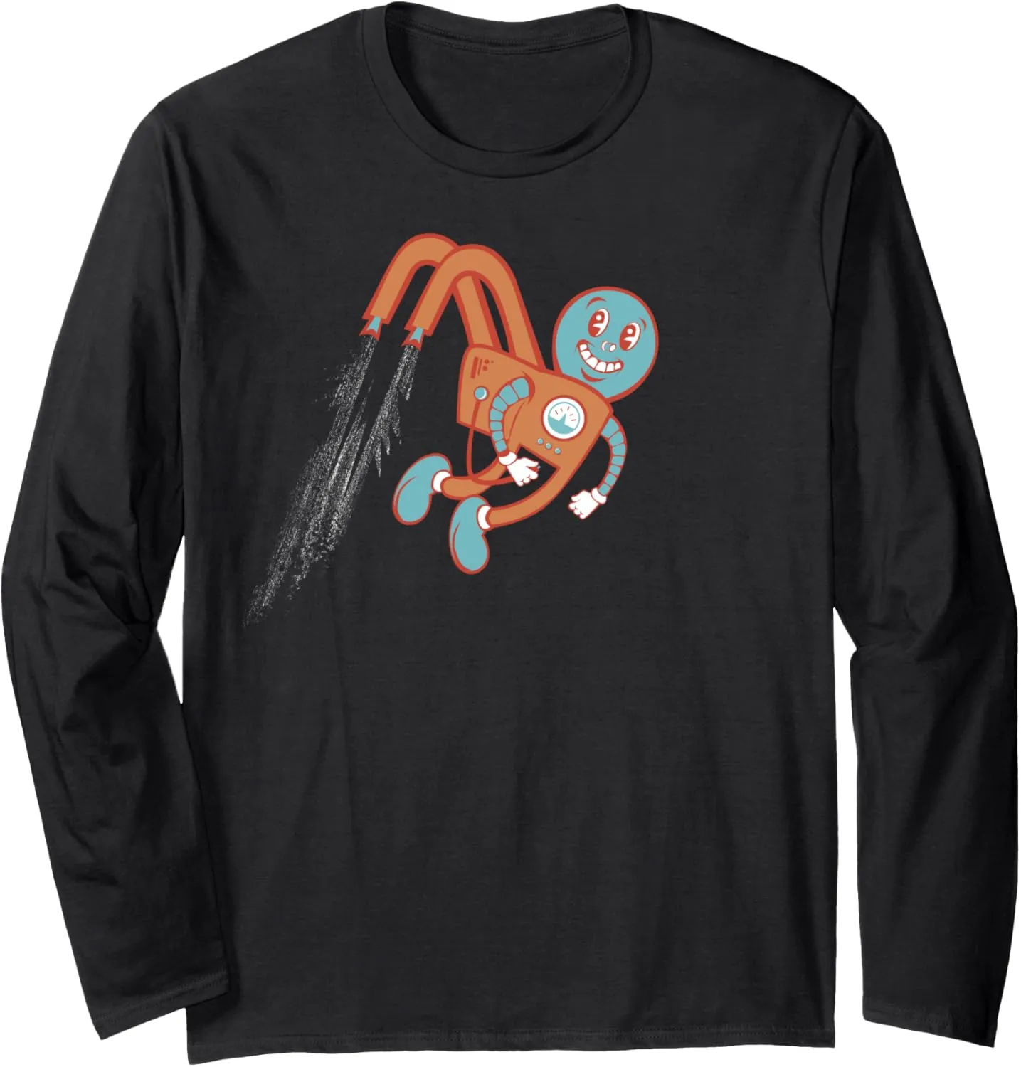 Flying Funny Jetpack Character Long Sleeve T-Shirt