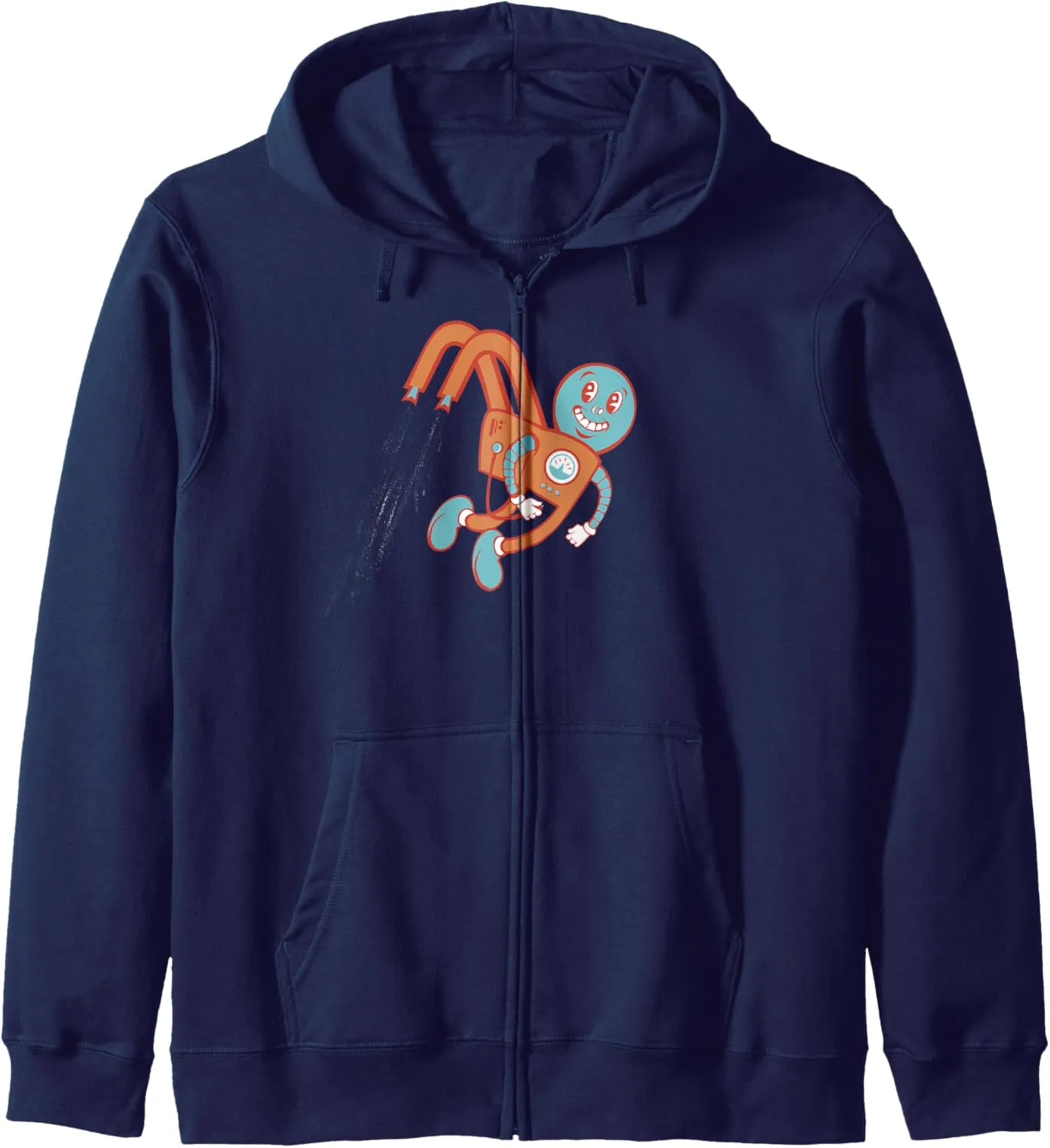 Flying Funny Jetpack Character Zip Hoodie