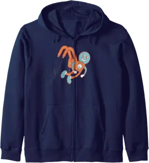 Flying Funny Jetpack Character Zip Hoodie
