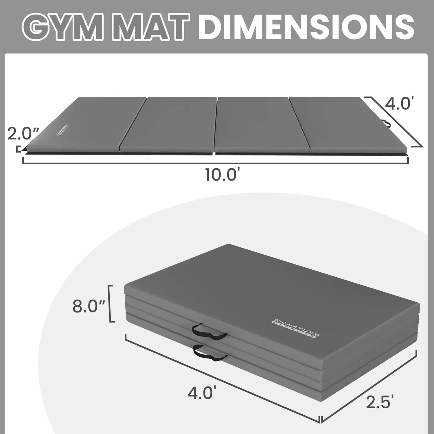 Folding Exercise Gymnastics Mat, 2" Thick Gym Workout Mat with Carrying Handles High-Density Anti-Tear Portable Fitness Aerobics Mats for Home Gym Yoga Pilates Tumbling MMA Core Training