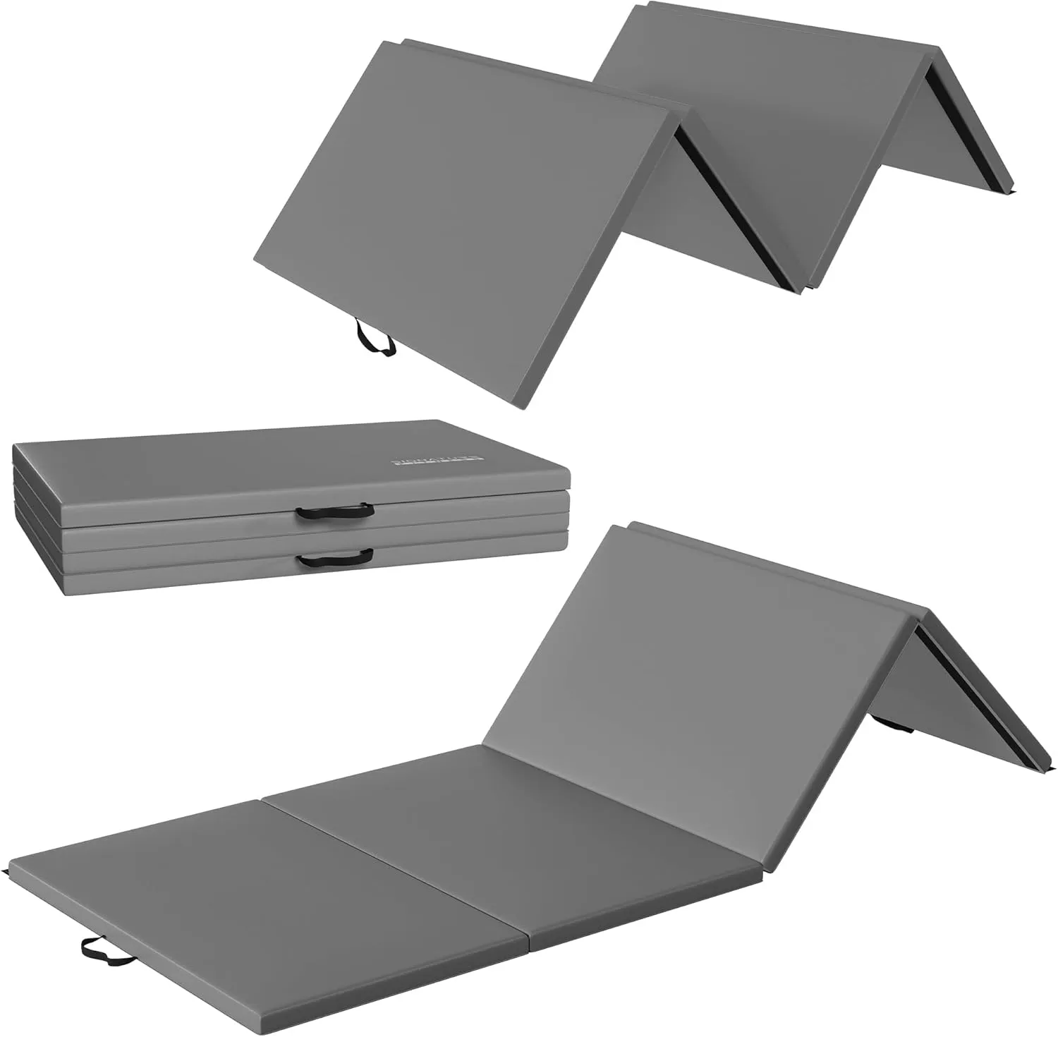 Folding Exercise Gymnastics Mat, 2" Thick Gym Workout Mat with Carrying Handles High-Density Anti-Tear Portable Fitness Aerobics Mats for Home Gym Yoga Pilates Tumbling MMA Core Training